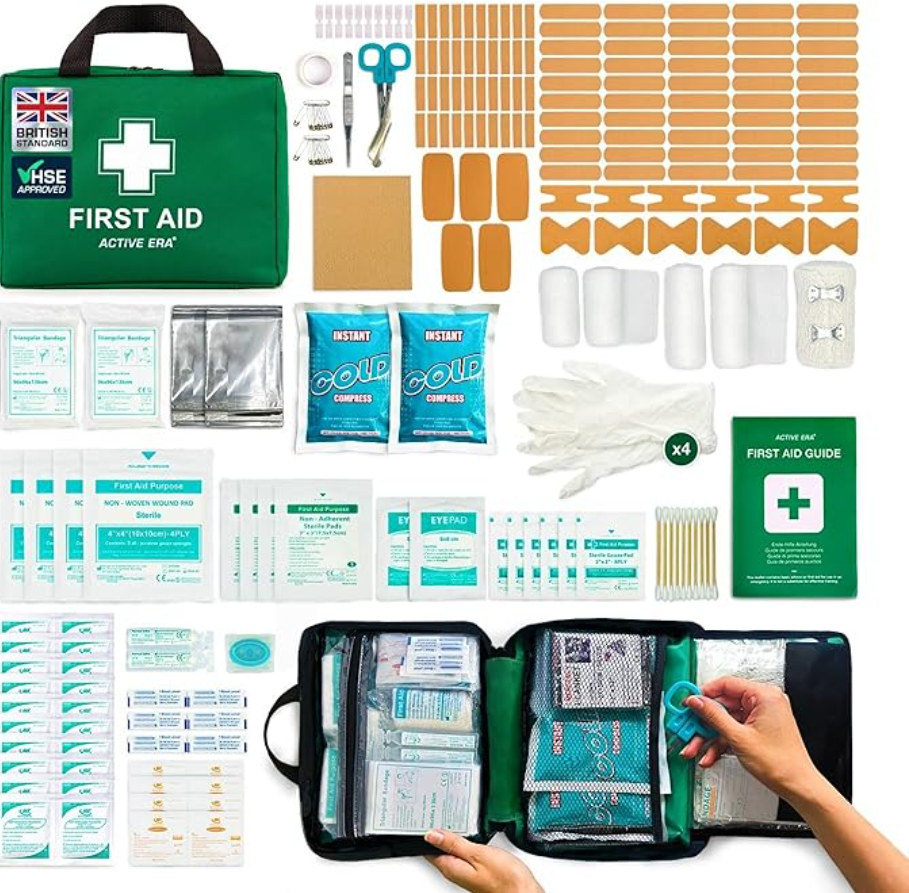 220 Piece Premium First Aid Kit Bag - Includes Eyewash, 2 x Cold (Ice) Packs and Emergency Blanket for Home, Office, Car, Caravan, Workplace, Travel and Sports