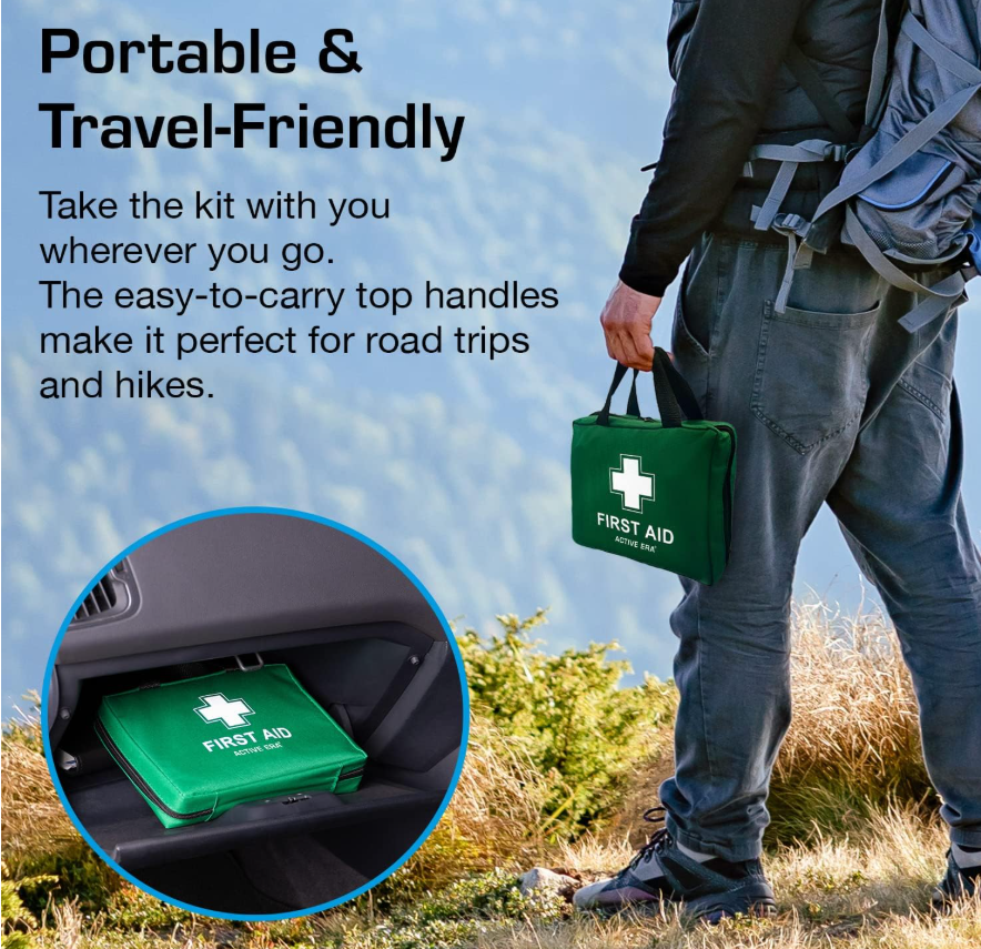 220 Piece Premium First Aid Kit Bag - Includes Eyewash, 2 x Cold (Ice) Packs and Emergency Blanket for Home, Office, Car, Caravan, Workplace, Travel and Sports